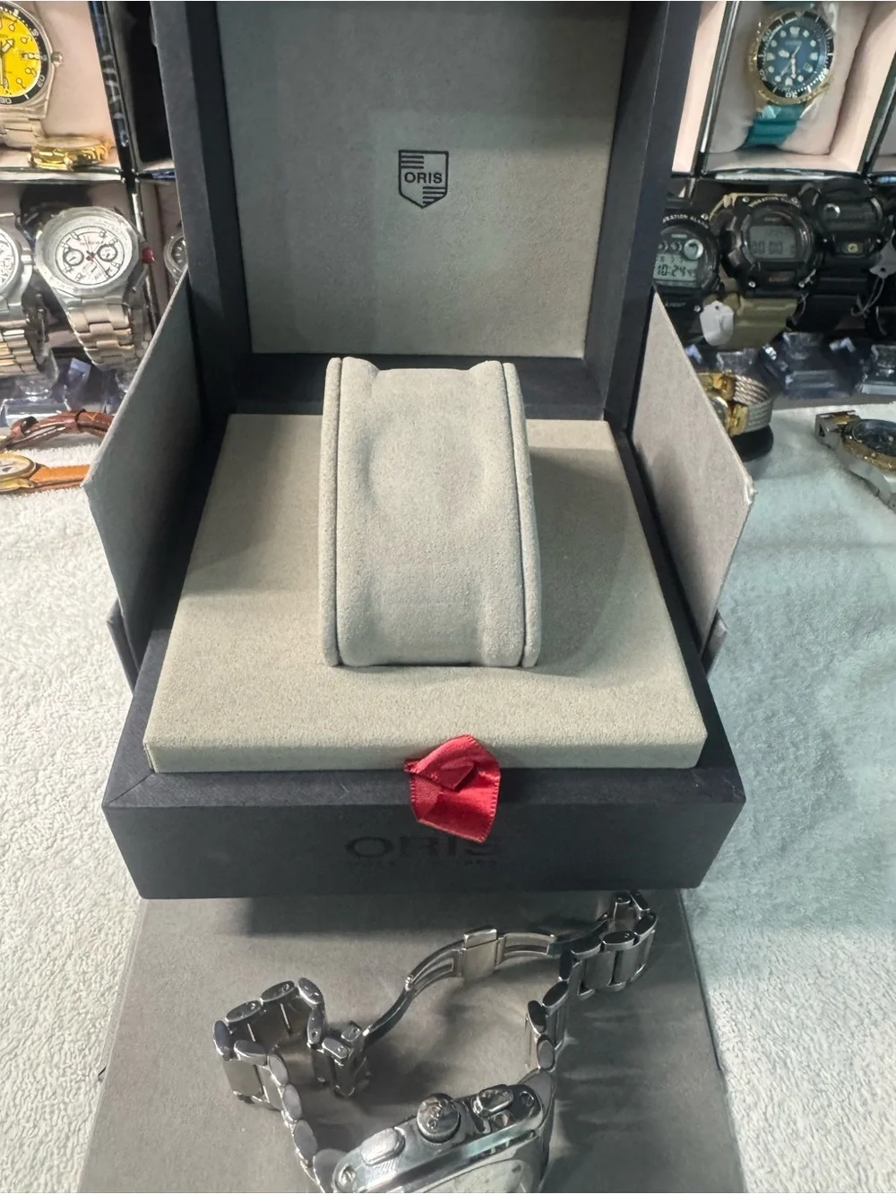 Oris Silver and Black Chronograph Automatic Watch